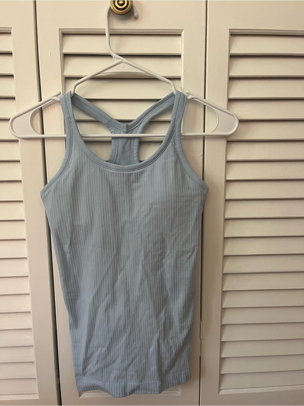 Light Blue Ribbed Racerback Tank Top - Women